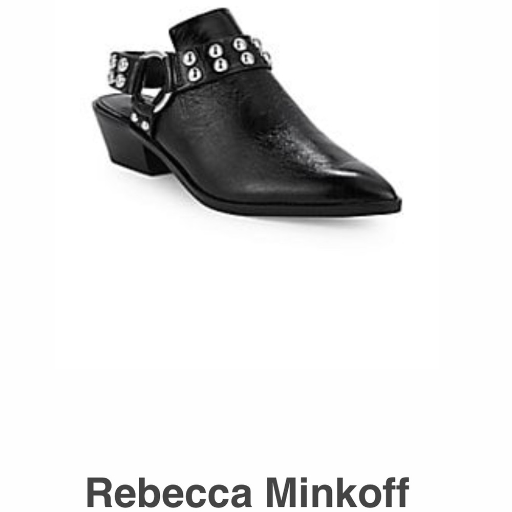 Rebecca minkoff black leather mules. Never worn!
